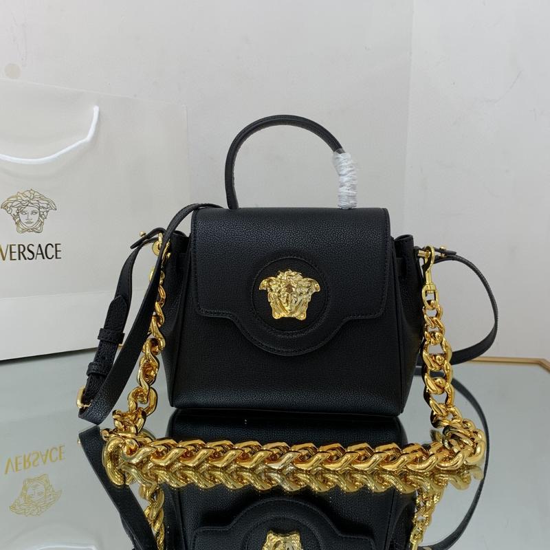 Versace Chain Handbags DBF1040 gold buckle black